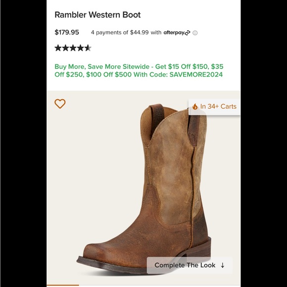 Brown soft leather Rambler square toe Ariat boots size 7 1/2 D - Picture 7 of 7